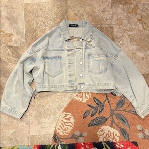 Blue B Collection Denim Rhinestone Fringe Jacket